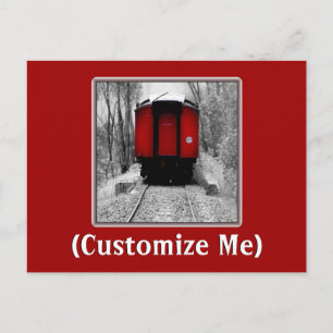 Postal Tren de ferrocarril del patrimonio negro y rojo