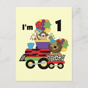 Postal Tren de la jungla Primera camisetas de cumpleaños