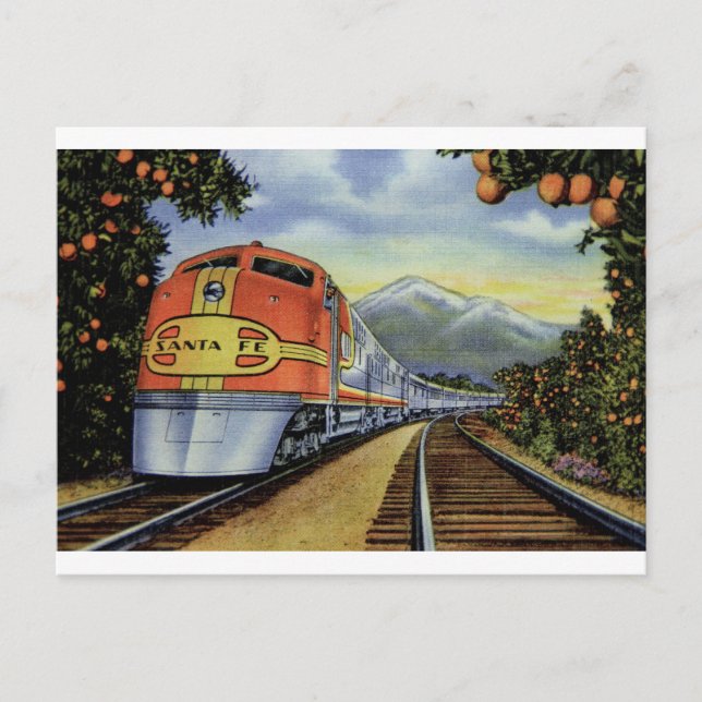 Postal Tren de la vieja California en un bosque Naranja (Anverso)