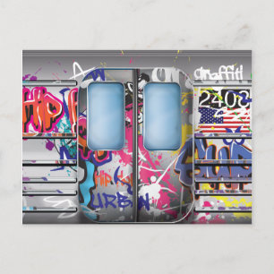 Postal Tren de Metro con Grafitis