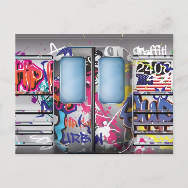 Postal Tren de Metro con Grafitis (Anverso)