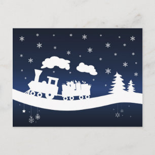 Postal tren de navidad con regalos Postcard
