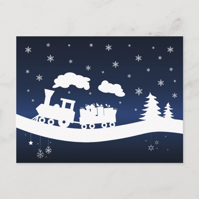 Postal tren de navidad con regalos Postcard (Anverso)