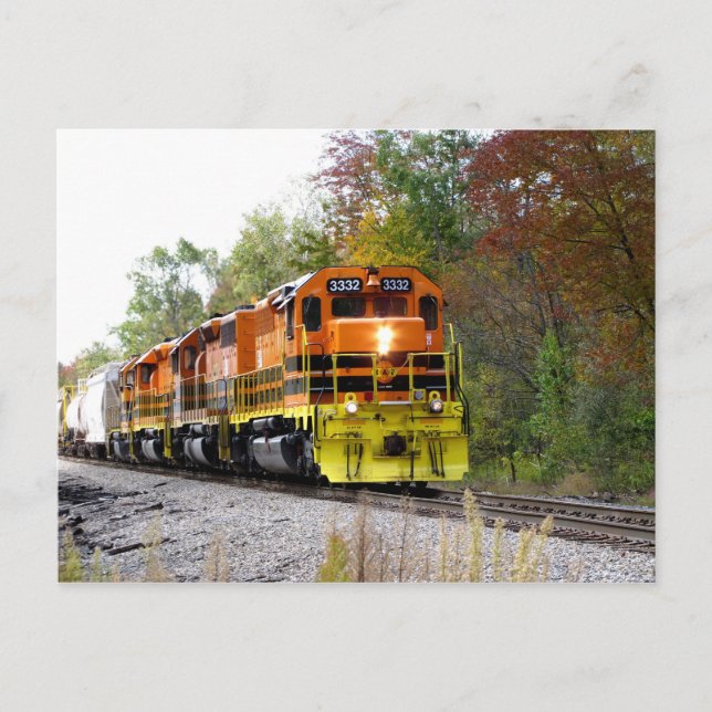 Postal Tren de otoño en color (Anverso)