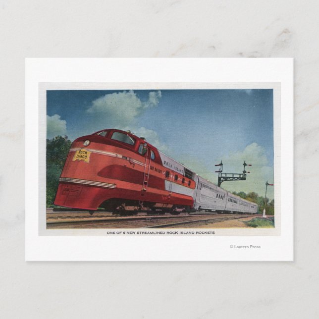 Postal Tren de RocketStreamlined de la isla de la roca (Anverso)