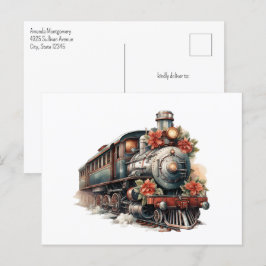 Postal Tren de vapor de época Navidades tradicionales