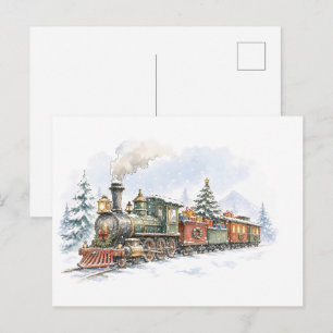 Postal Tren de Vapor de Navidad con Regalos para Tren Nav