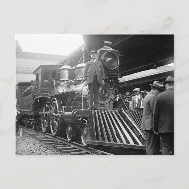 Postal Tren de vapor en la estación, 1923 (Anverso)