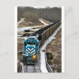 Postal Tren del carbón en invierno