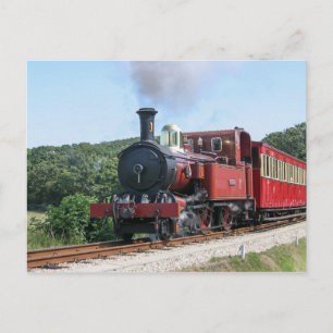 Postal Tren del vapor en la isla de Castletown del hombre