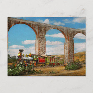 Postal Tren - El acueducto de Santiago de Querétaro 1885