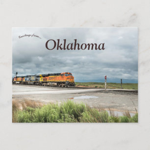 Postal Tren en Oklahoma en un día nublado