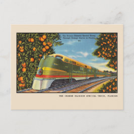 Postal Tren Especial de Flor de Naranja Vintage de Florid