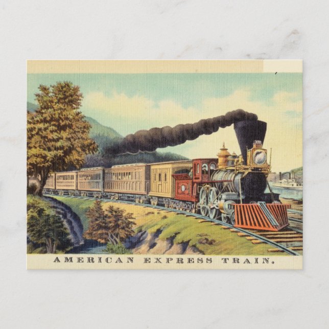 Postal Tren expreso estadounidense vintage (Anverso)