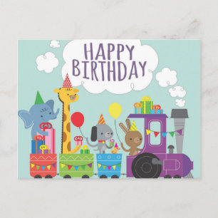 Postal Tren Feliz Cumpleaños
