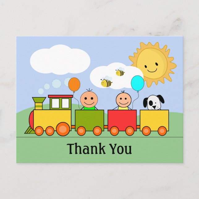 Postal Tren Juguete Personalizado Gracias (Anverso)