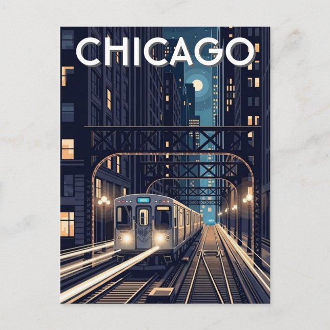 Postal Tren L Chicago Illinois Viajes (Anverso)