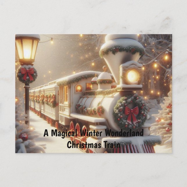 Postal Tren mágico de Navidades de invierno en Wonderland (Anverso)