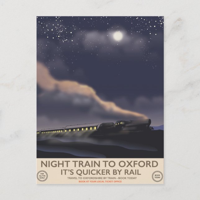 Postal Tren nocturno a Oxford (Anverso)