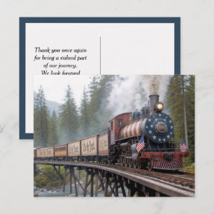 Postal Tren Patriótico Americano Vintage en una Trestle