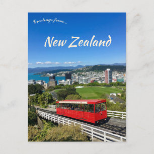 Postal Tren Rojo Estación Kelburn Wellington Nueva Zeland