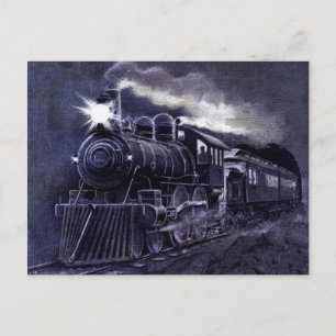 Postal Tren victoriano mágico con motor de vapor