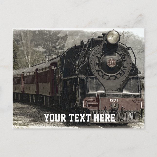 Postal Tren vintage con texto personalizado (Anverso)
