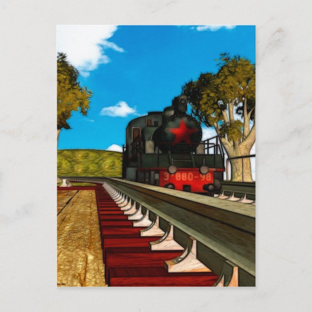 Postal Tren Vintage serie ilustrada (Anverso)