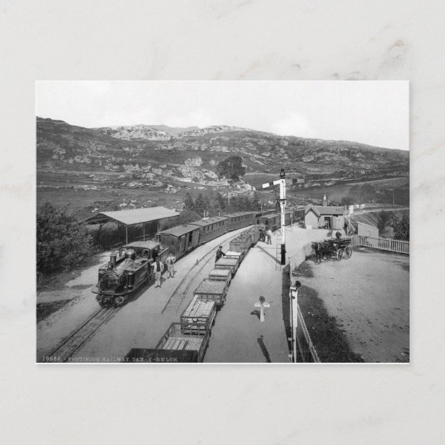Postal Tren y ferrocarril de época, 1895 Gales, Reino Uni (Anverso)