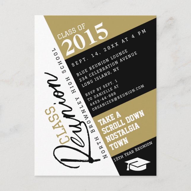 Postal Trendy Class Reunion Design Invitation Postcard (Anverso)
