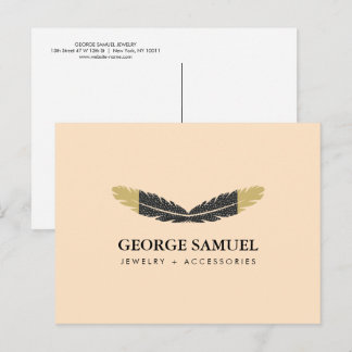 Postal Trendy Gold Dipped Boho Feather Designer Pink 