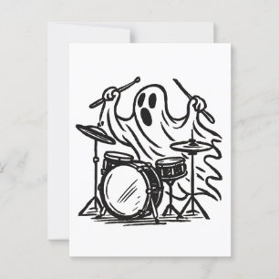 Postal Trendy Halloween Spooky fantasma toca tambores