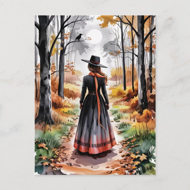 Postal Trendy Spooky Halloween Witch Forest (Anverso)