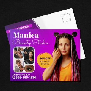 Postal Trenzas de cabello africano Salón de belleza Uñas