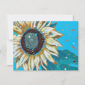 Postal Tres abejorros en un girasol