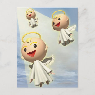 Postal Tres ángeles, CG, 3D, Ilustracion, ángulo bajo