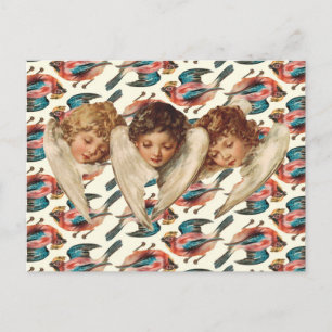 Postal Tres ángeles infantiles - Arte kitsch vintage