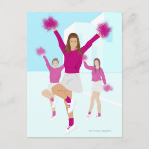 Postal Tres animadores adolescentes sosteniendo pompas 2