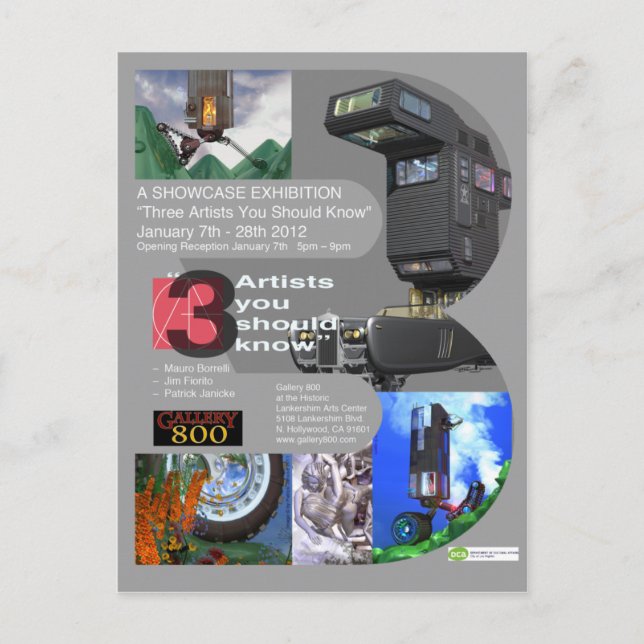 Postal "Tres artistas que deberías conocer" (Anverso)