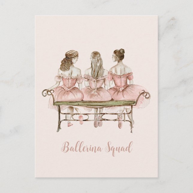 Postal Tres bailarinas cutas (Anverso)