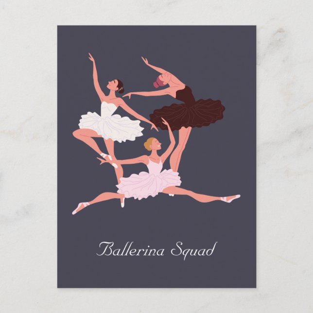 Postal Tres bailarinas cutas (Anverso)