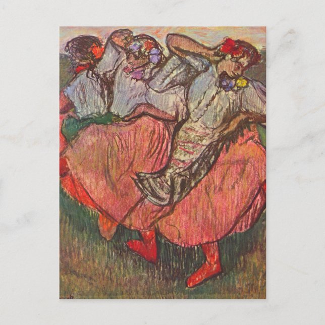 Postal Tres bailarinas rusas de Edgar Degas (Anverso)