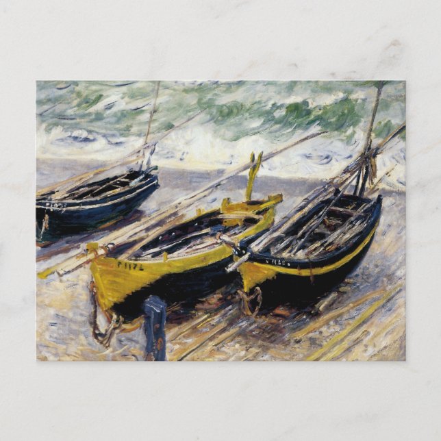 Postal Tres barcos pesqueros de Monet (Anverso)
