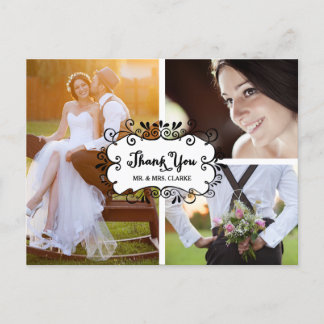 Postal Tres Bodas Collages de fotos Gracias Postcard