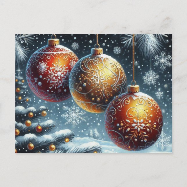 Postal Tres bolas de Navidad (Anverso)