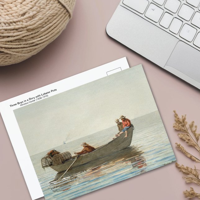 Postal Tres Boys Dory Lobster Posts Winslow Homer (Subido por el creador)