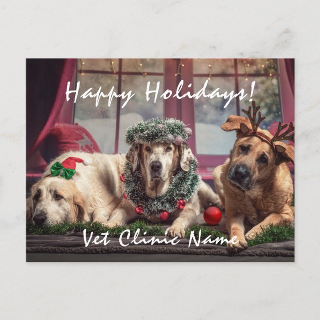 Postal Tres buenos perros Navidades veterinarios (Anverso)