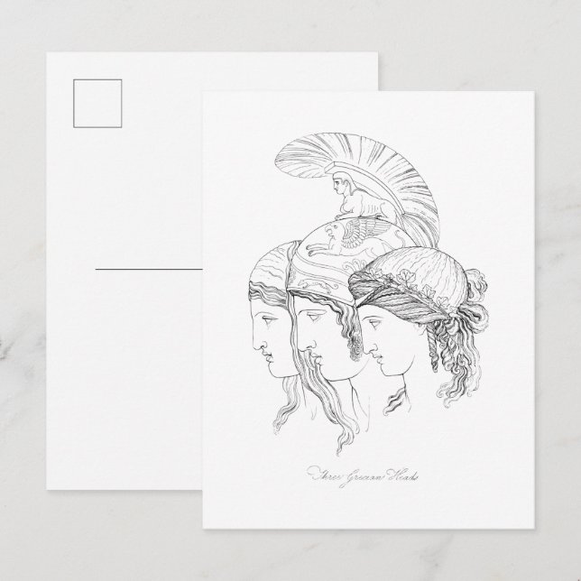 Postal Tres cabezas griegas  (Anverso / Reverso)