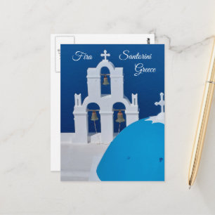 Postal Tres Campanas De Fira, Santorini, Grecia