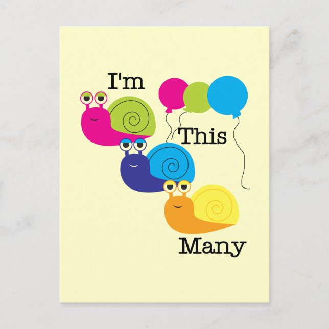 Postal Tres caracoles soy estas muchas camisetas y regalo (Anverso)